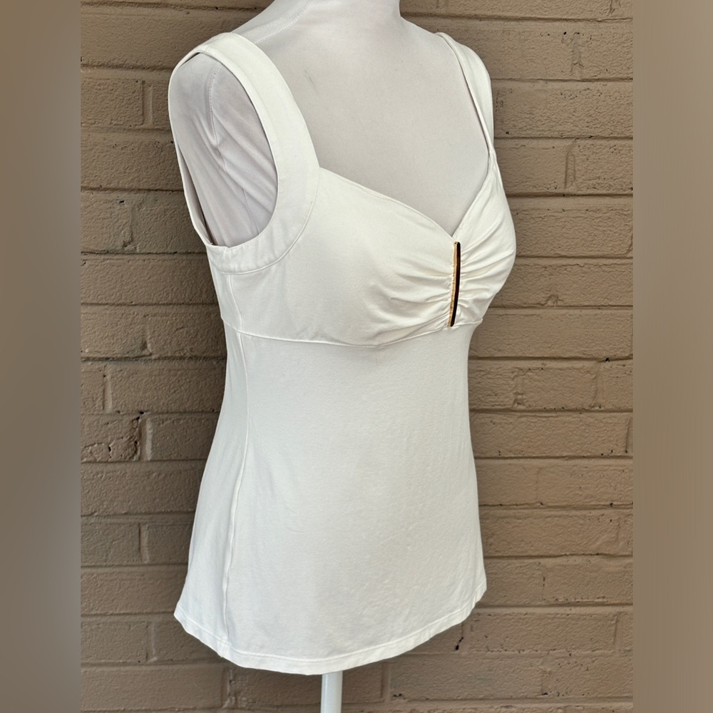 Cach’e white ruched top L - Picture 5 of 10